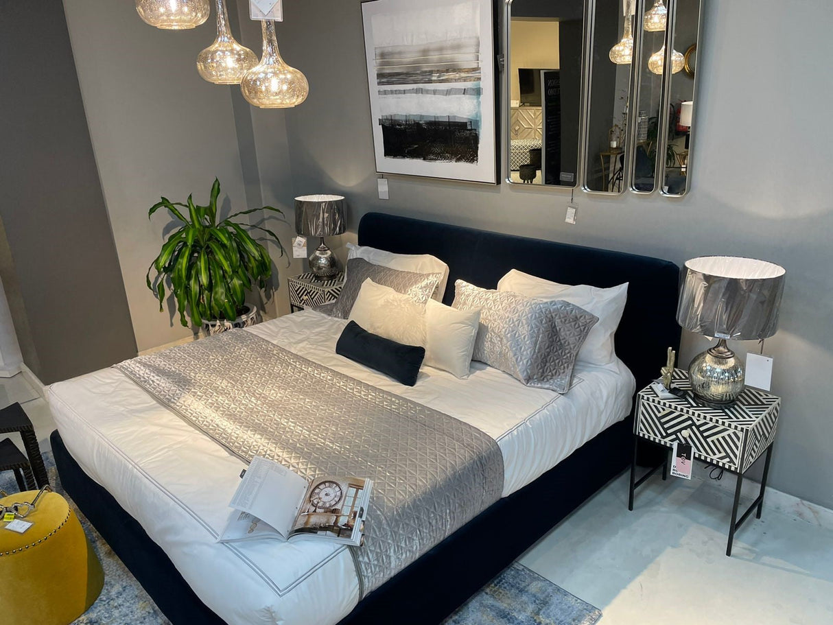 Samara King Bed Blue Velvet