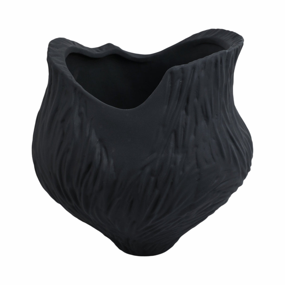 12"trevino Small 3d Printed Porcelain Vase,blk