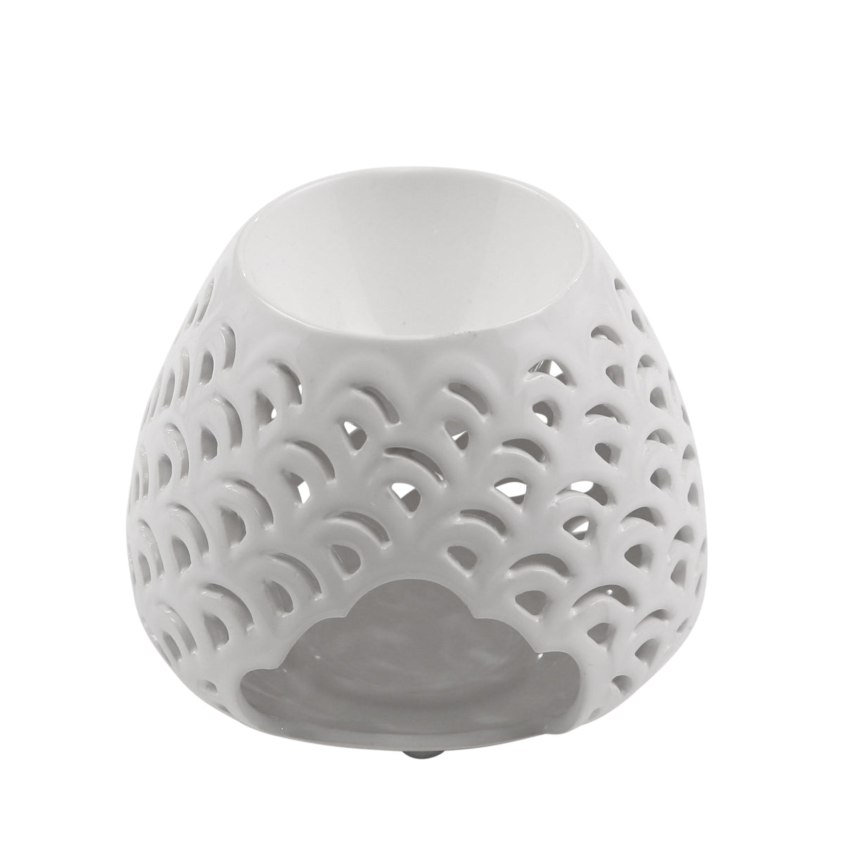 WHITE OIL BURNER CANDLE HOLDER, 4"