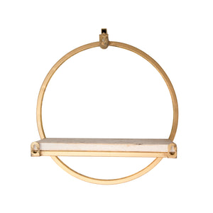 S/3 METAL & WOOD WALL SHELVES, GOLD/WHITE