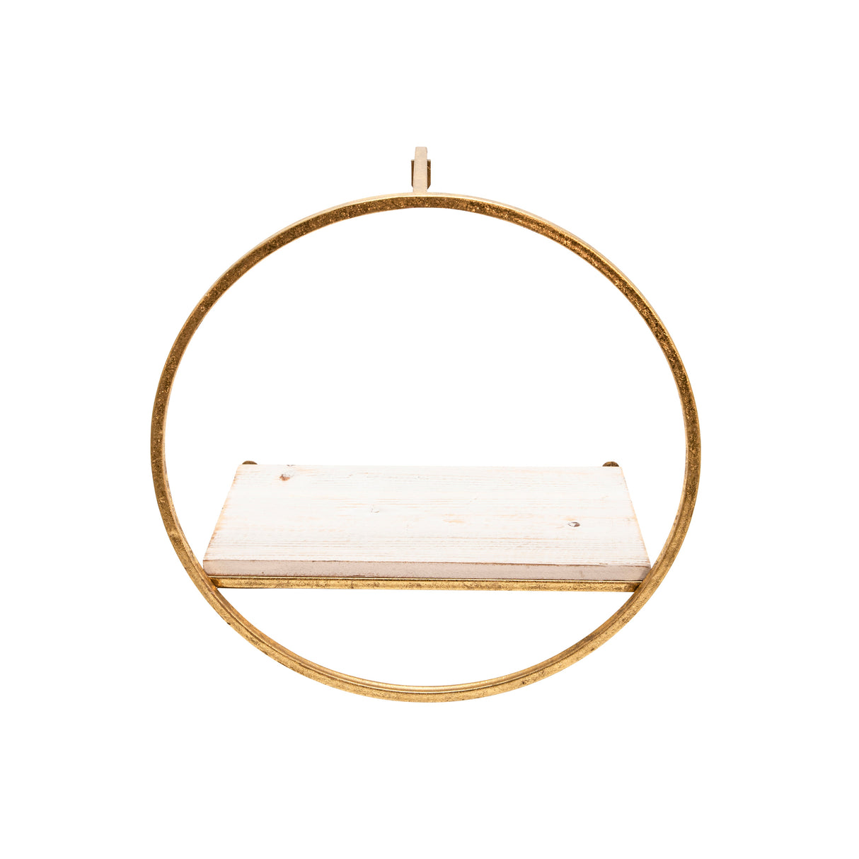 S/3 METAL & WOOD WALL SHELVES, GOLD/WHITE