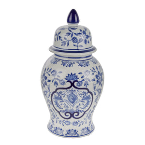 WHITE/BLUE TEMPLE JAR 14"