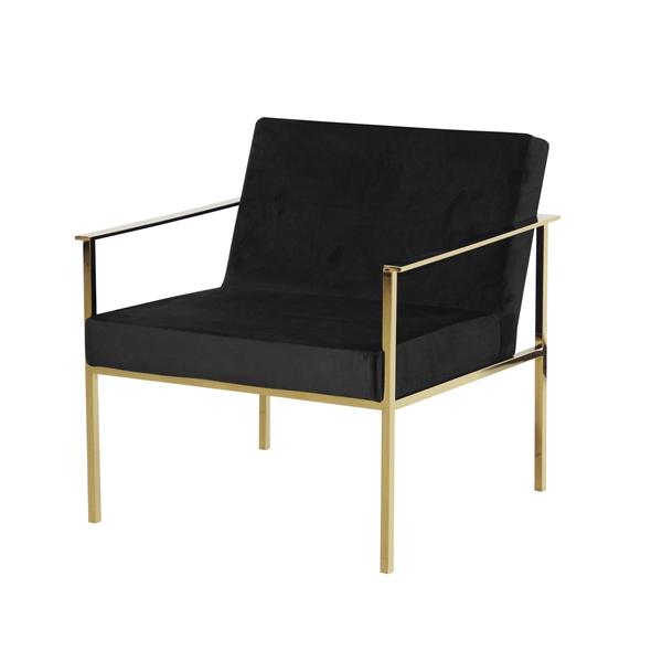 METAL/VELVETEEN ARM CHAIR, GOLD/BLACK