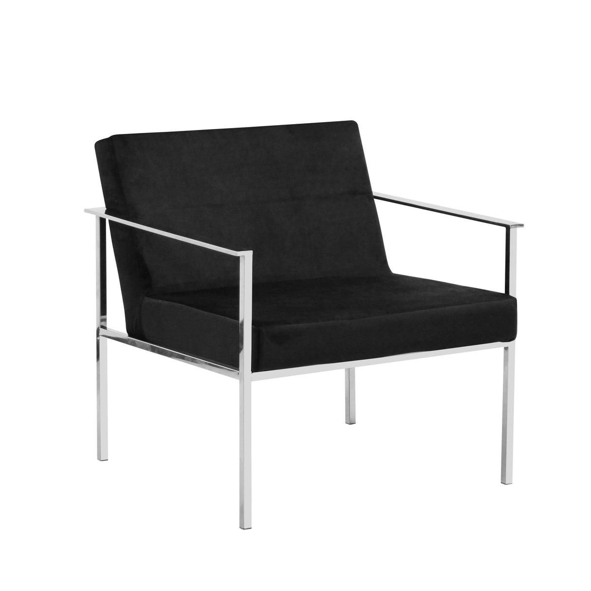 METAL/VELVETEEN ARM CHAIR, SILVER/BLACK