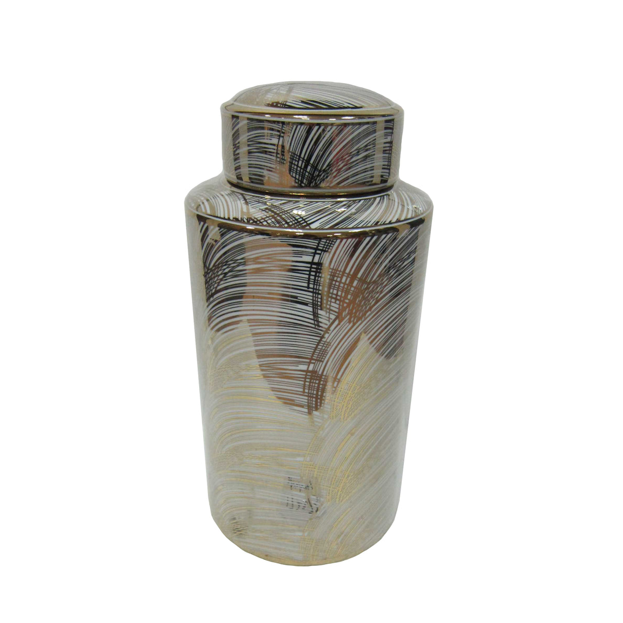 WHITE/GOLD BRUSHED JAR 15.75"