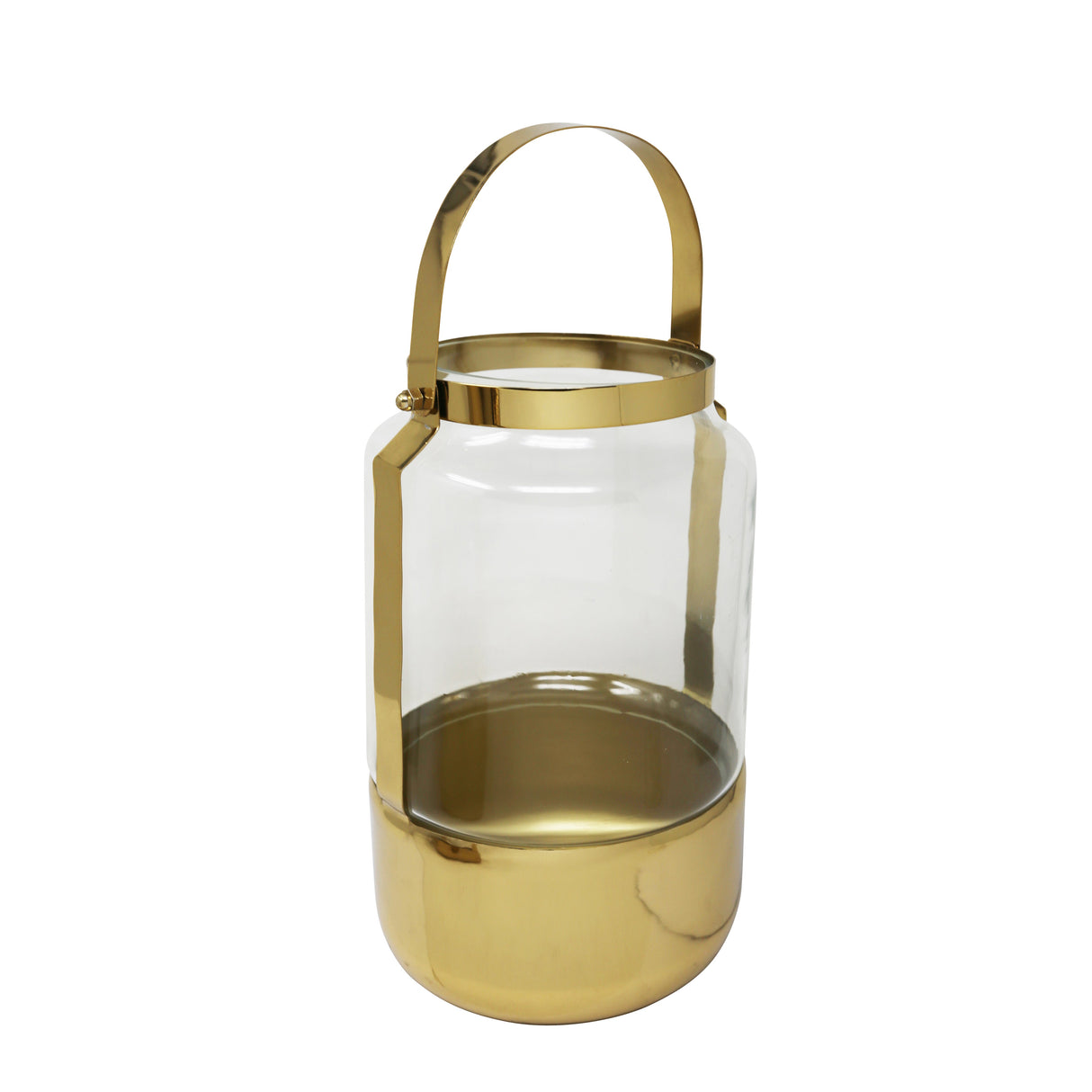 12.5" METAL & GLASS LANTERN, GOLD