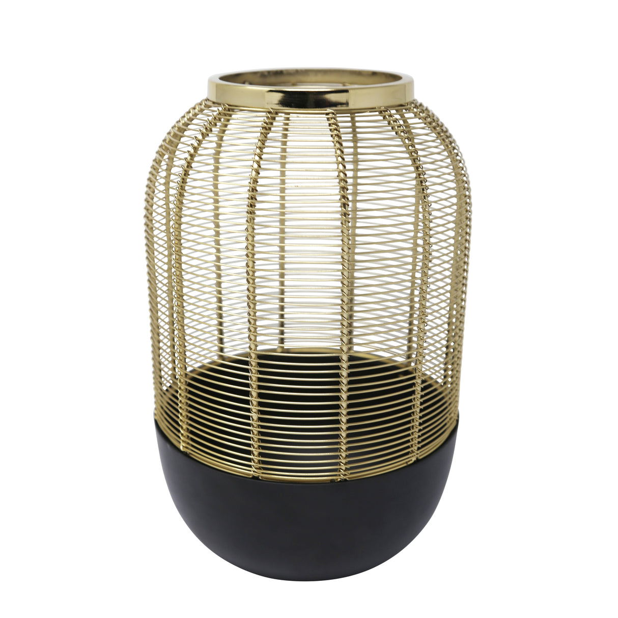 11.75" METAL WIRE CAGE HURRICANE, GOLD