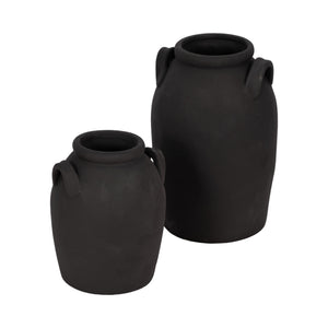 6" Rough Finish Jug With Handles, Black