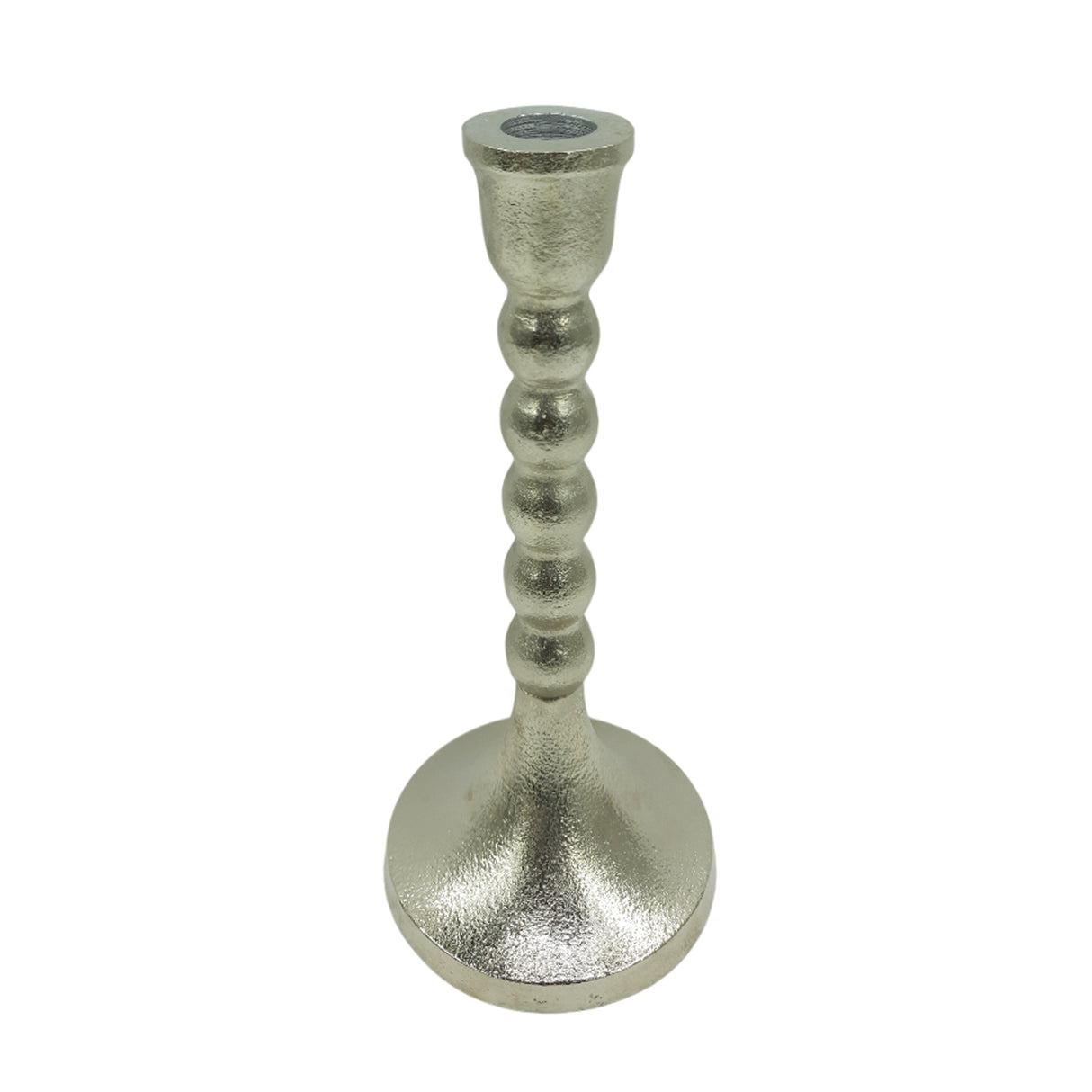 9x4" Stacked Ball Metal Taper Holder, Silver