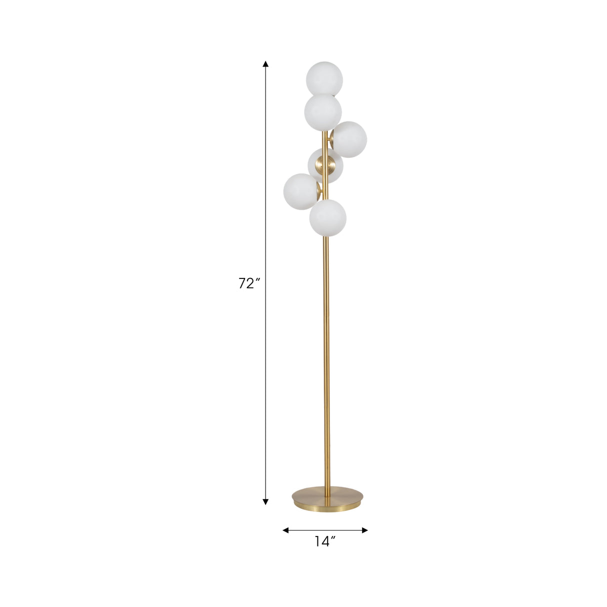 Glass 72" Frosted Globe Floor Lamp, Gold