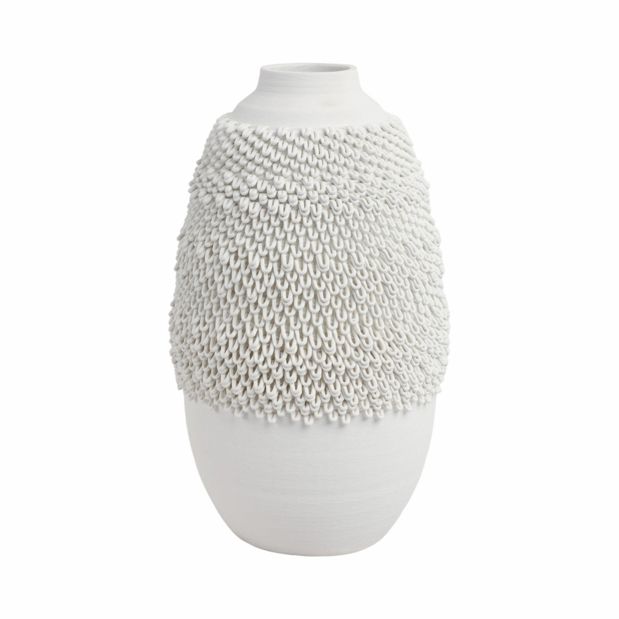 14" Arroyo Medium 3d Printed Porcelain Vase, Ivory