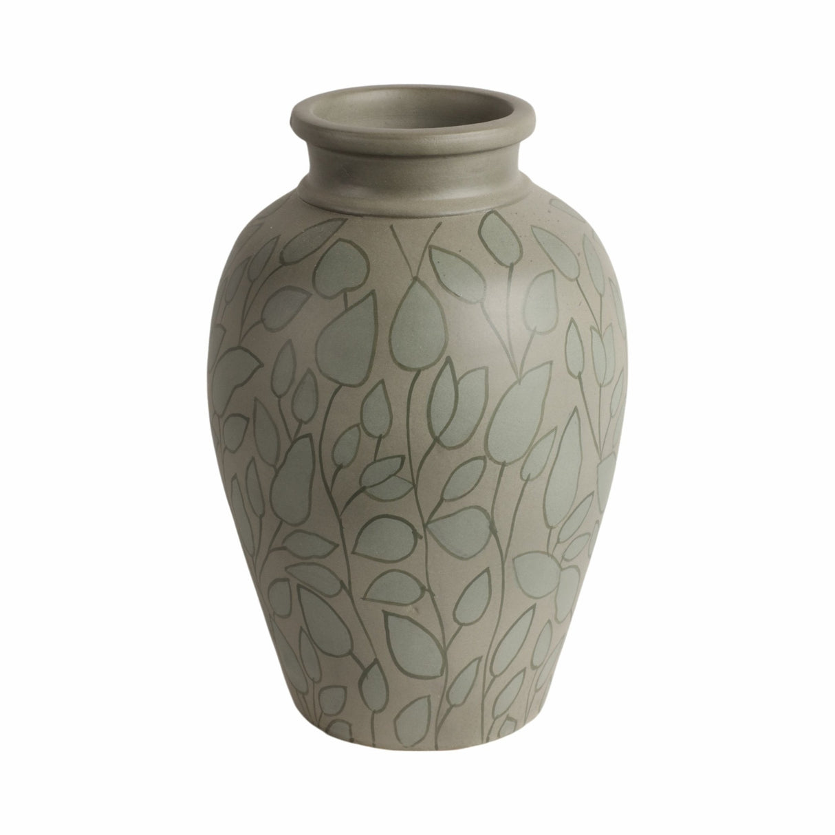 14" Macaire Small Green Vase