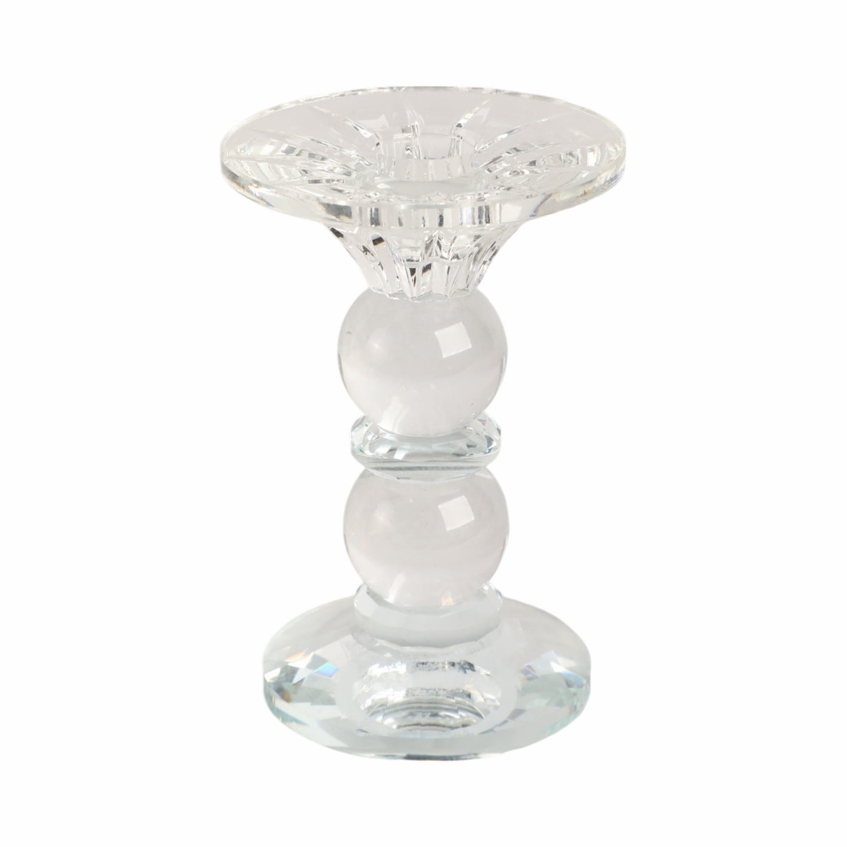 5" Bubble Crystal Candle Holder W/ Taper, Clear