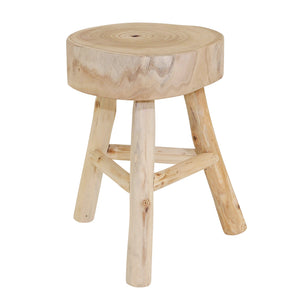 WOODEN 16" STOOL, NATURAL