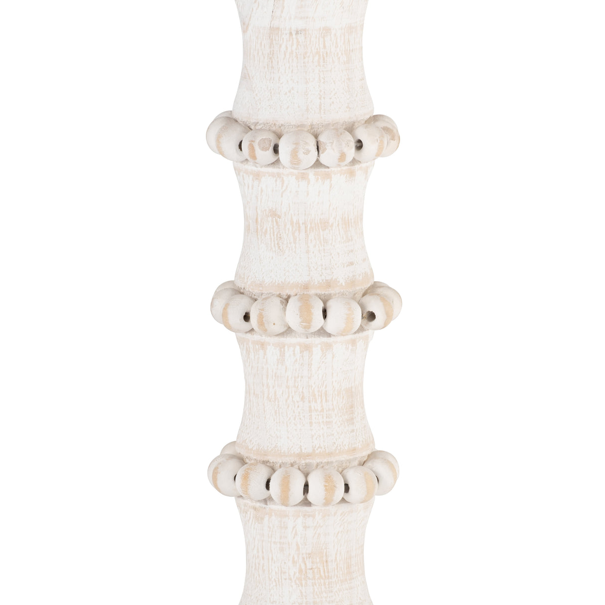 WOOD, 13" ANTIQUE STYLE CANDLE HOLDER, WHITE