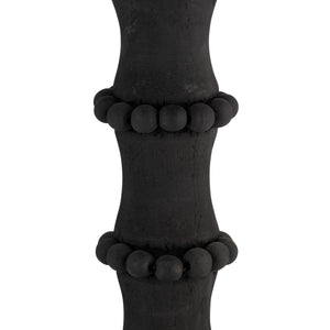 WOOD, 11" ANTIQUE STYLE CANDLE HOLDER, BLACK