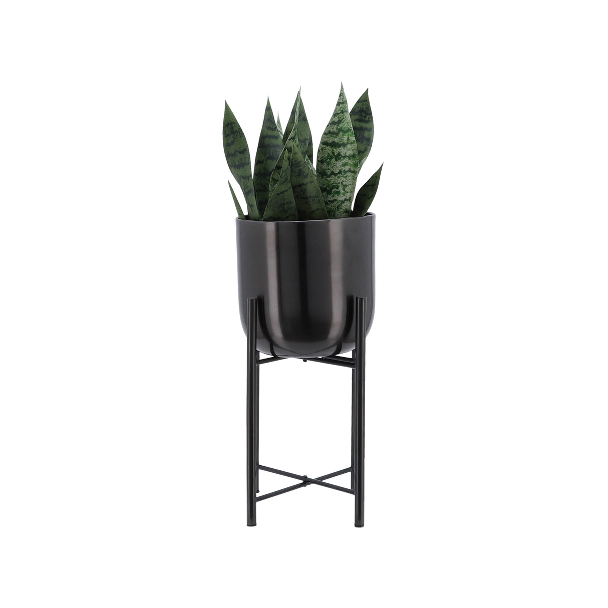 S/3 METAL PLANTERS ON STAND 40/30/20"H, GUNMETAL