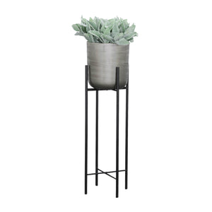 S/3 METAL PLANTERS ON STAND 40/30/20"H, SILVER