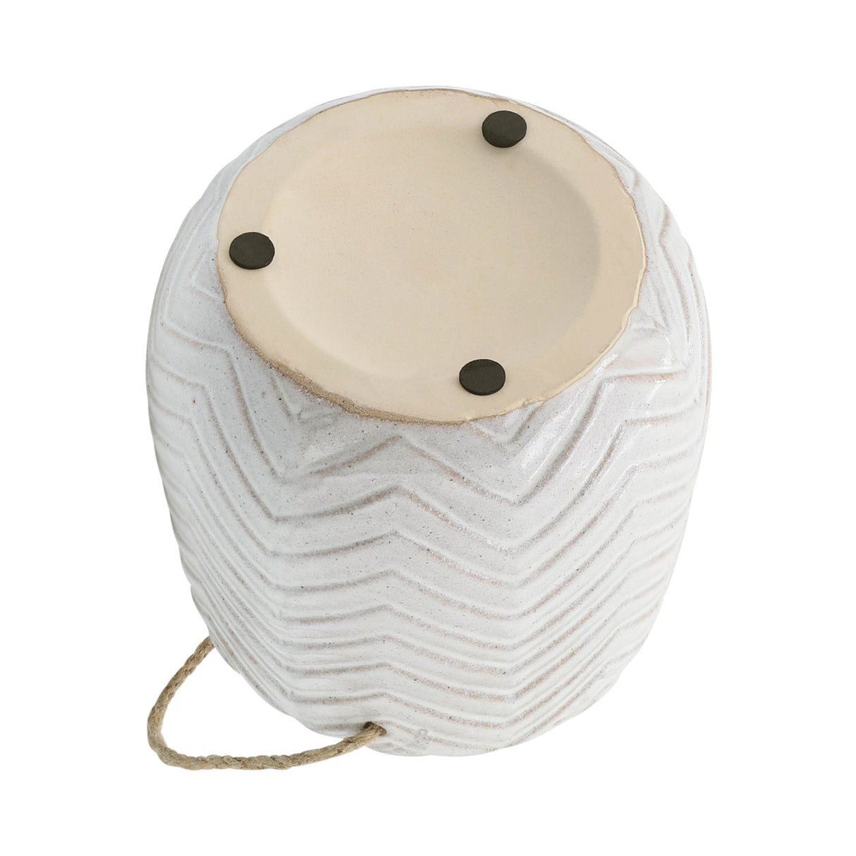 Ceramic 6" Chevron Hanging Planter, Beige