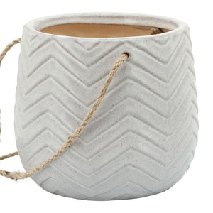 Ceramic 6" Chevron Hanging Planter, Beige