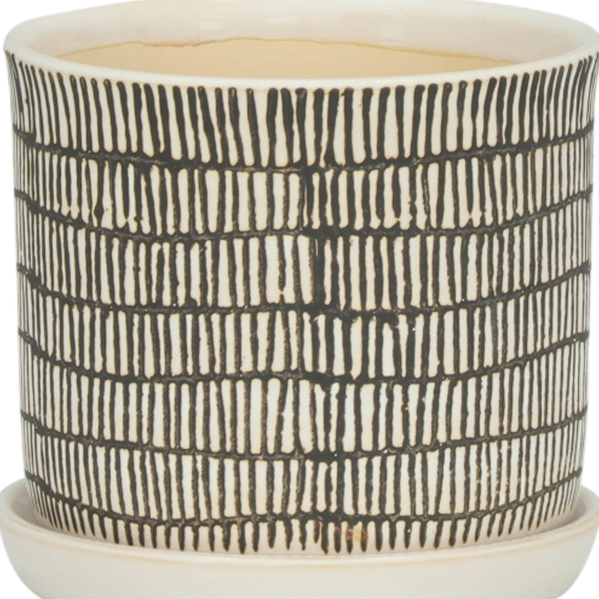 S/2 CERAMIC 6/8" PLANTER W/ SAUCER, BEIGE