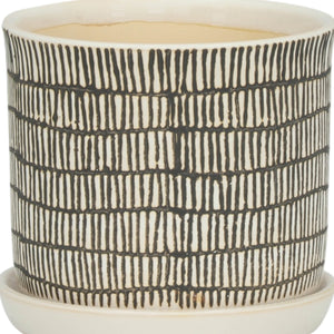 S/2 CERAMIC 6/8" PLANTER W/ SAUCER, BEIGE