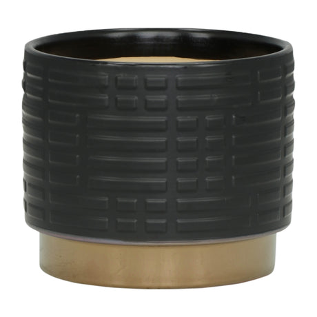 S/2 MAZE METALLIC PLANTERS  6/8", BLACK