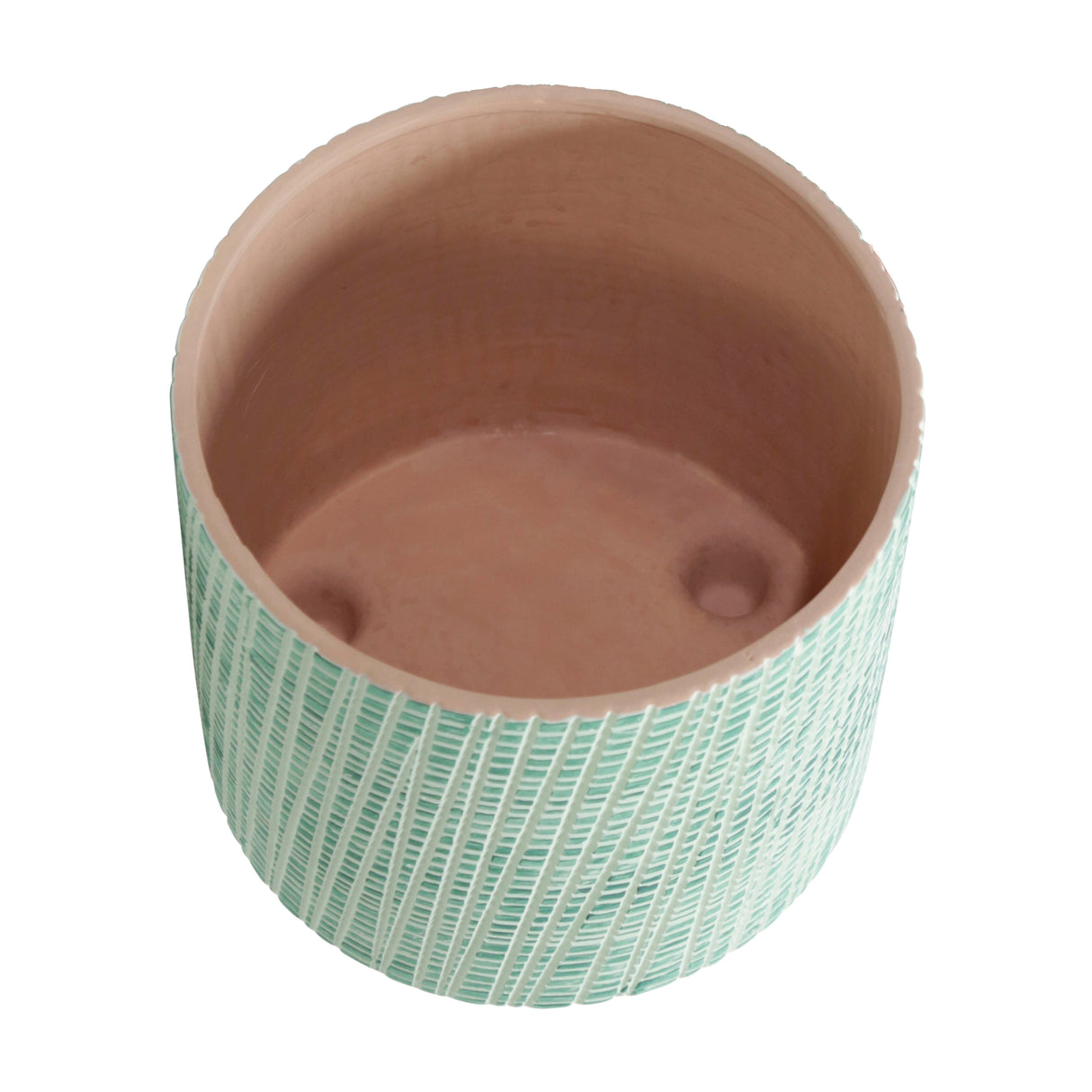 S/2  CHECKERED FOOTED PLANTER 6/8", GREEN