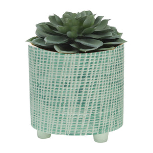 S/2  CHECKERED FOOTED PLANTER 6/8", GREEN