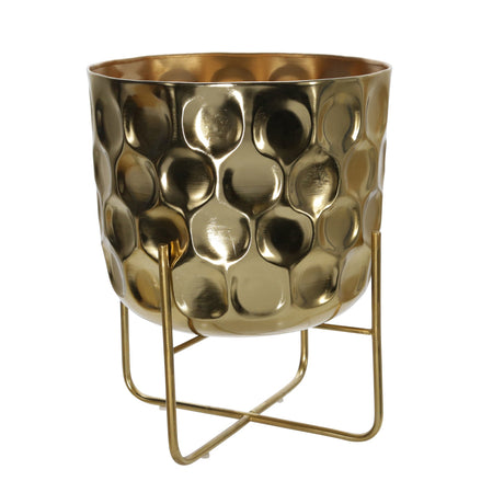 S/2 METAL 12/15" HAMMERED PLANTER, GOLD