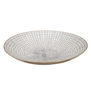 S/2 METAL 18/21" ROUND PLATES, IVORY/CHAMPAGNE