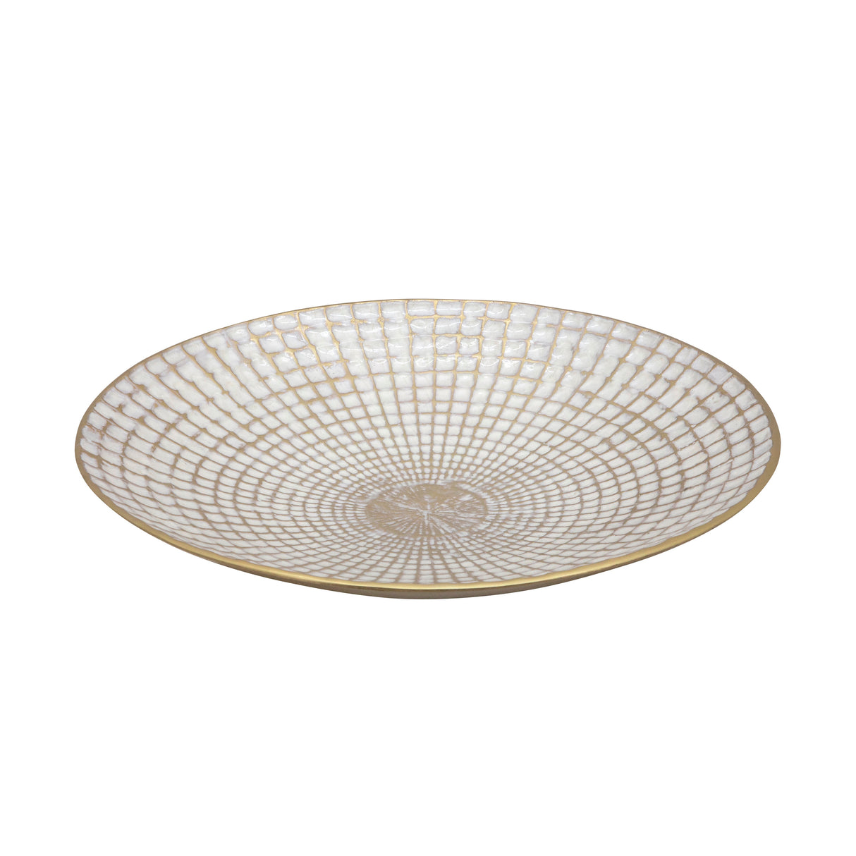 S/2 METAL 18/21" ROUND PLATES, IVORY/CHAMPAGNE