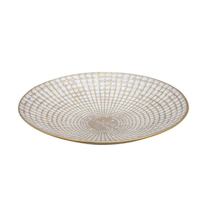 S/2 METAL 18/21" ROUND PLATES, IVORY/CHAMPAGNE