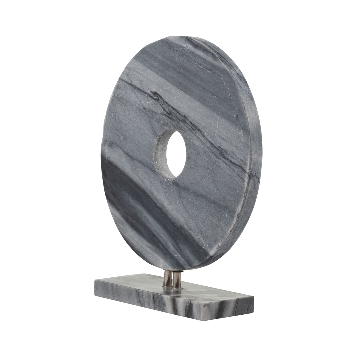 MARBLE 6" DISK W/ BASE, GRAY