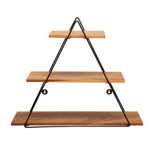 METAL/WOOD 20" TRIANGLE WALL SHELF, BROWN