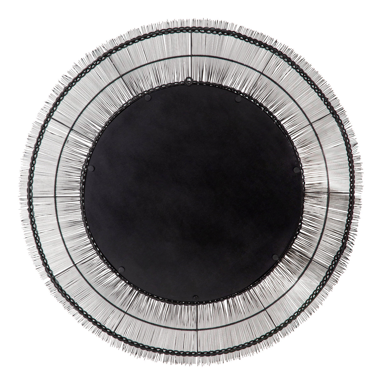 43" ROUND WIRE WALL ART W/ MIRROR, BLACK WB