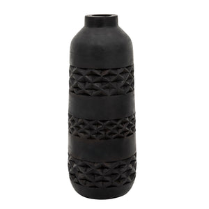 WOOD 15" STAINED VASE, BLACK