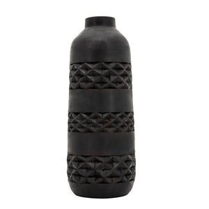 WOOD 15" STAINED VASE, BLACK