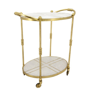 28" ROLLING OVAL BAR CART, GOLD