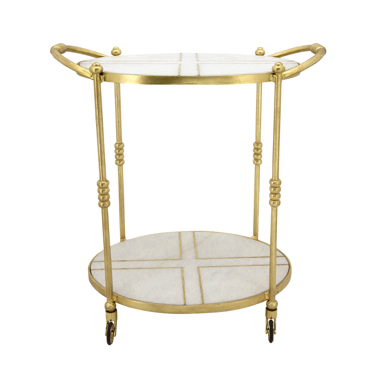 28" ROLLING OVAL BAR CART, GOLD