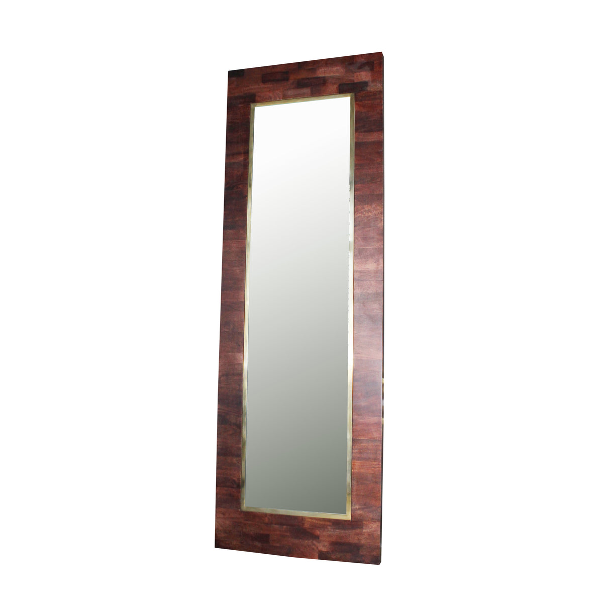 15X56 MIRROR IN WOODEN FRAME, BROWN