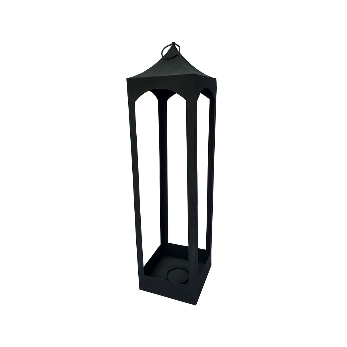 46"H METAL FLOOR LANTERN, BLACK