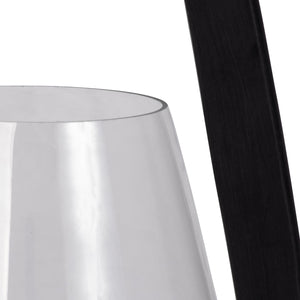 15"H GLASS LANTERN W/ WOOD HANDLE, BLACK