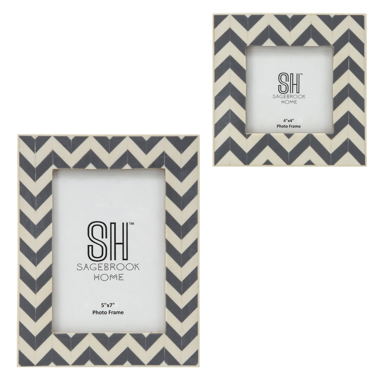 5X7 RESIN CHEVRON PHOTO FRAME, WHITE