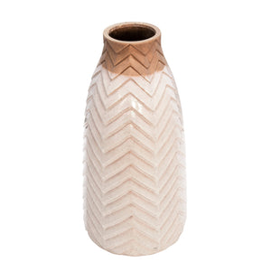 18" CHEVRON VASE, IVORY