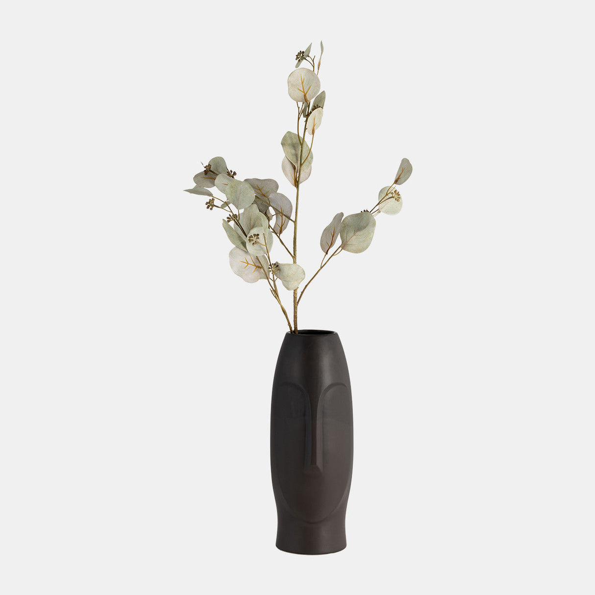 14"H FACE VASE, BLACK