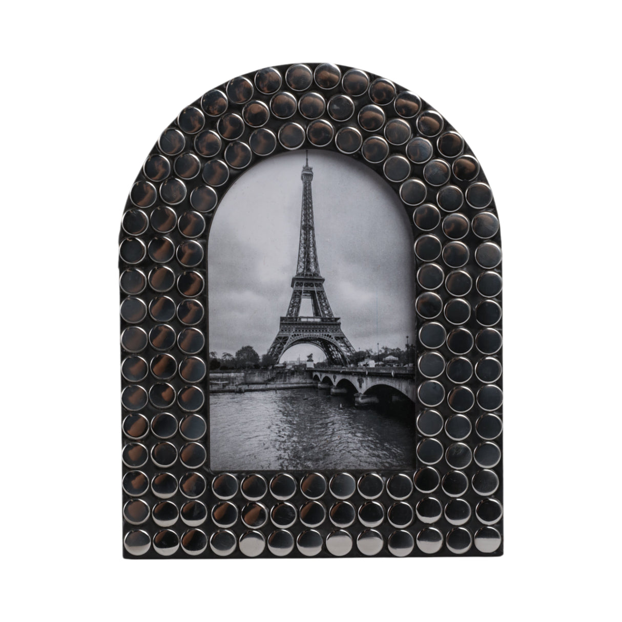4x6 Studded Arch Photo Frame, Silver/black