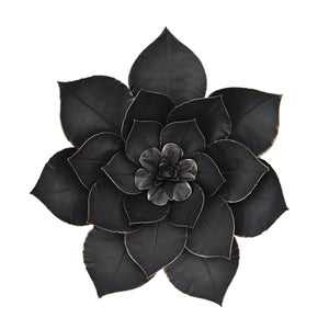 METAL 14" LOTUS WALL DECO, BLACK