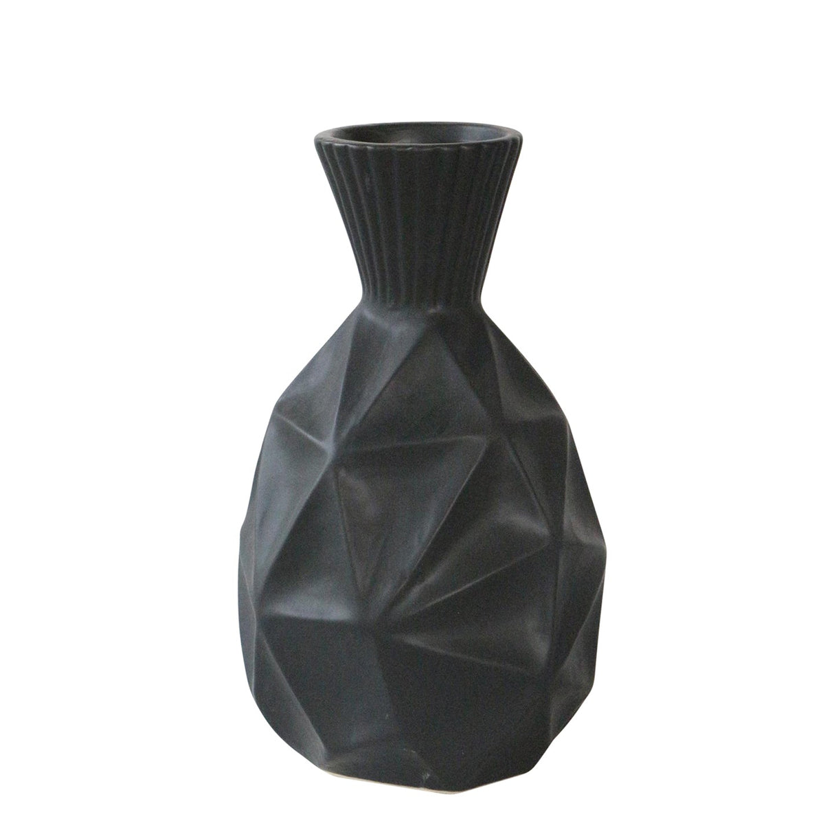 11"H TEXTURED OLPE VASE, BLACK