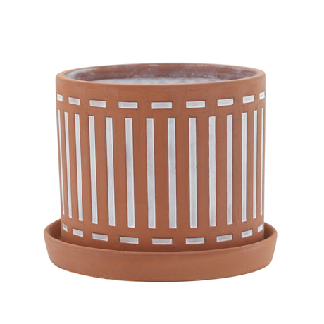 S/2 TERRACOTTA PLANTERS W/ SAUCER 6/8", ORANGE